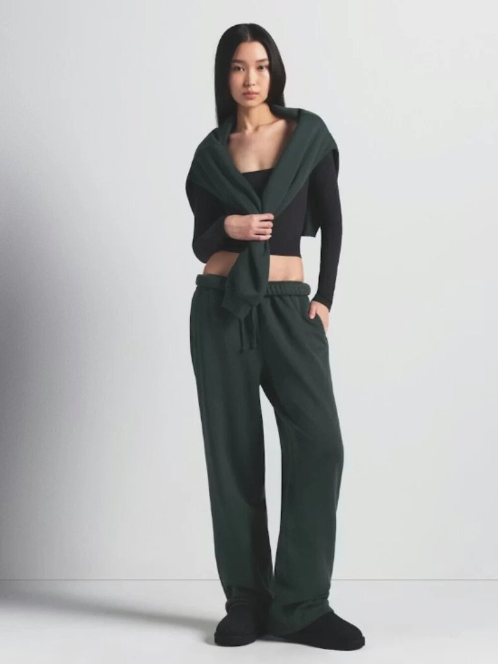 NEW SKIMS Limited Edition Cotton Fleece Classic Jogger Spruce Deep Green Small
